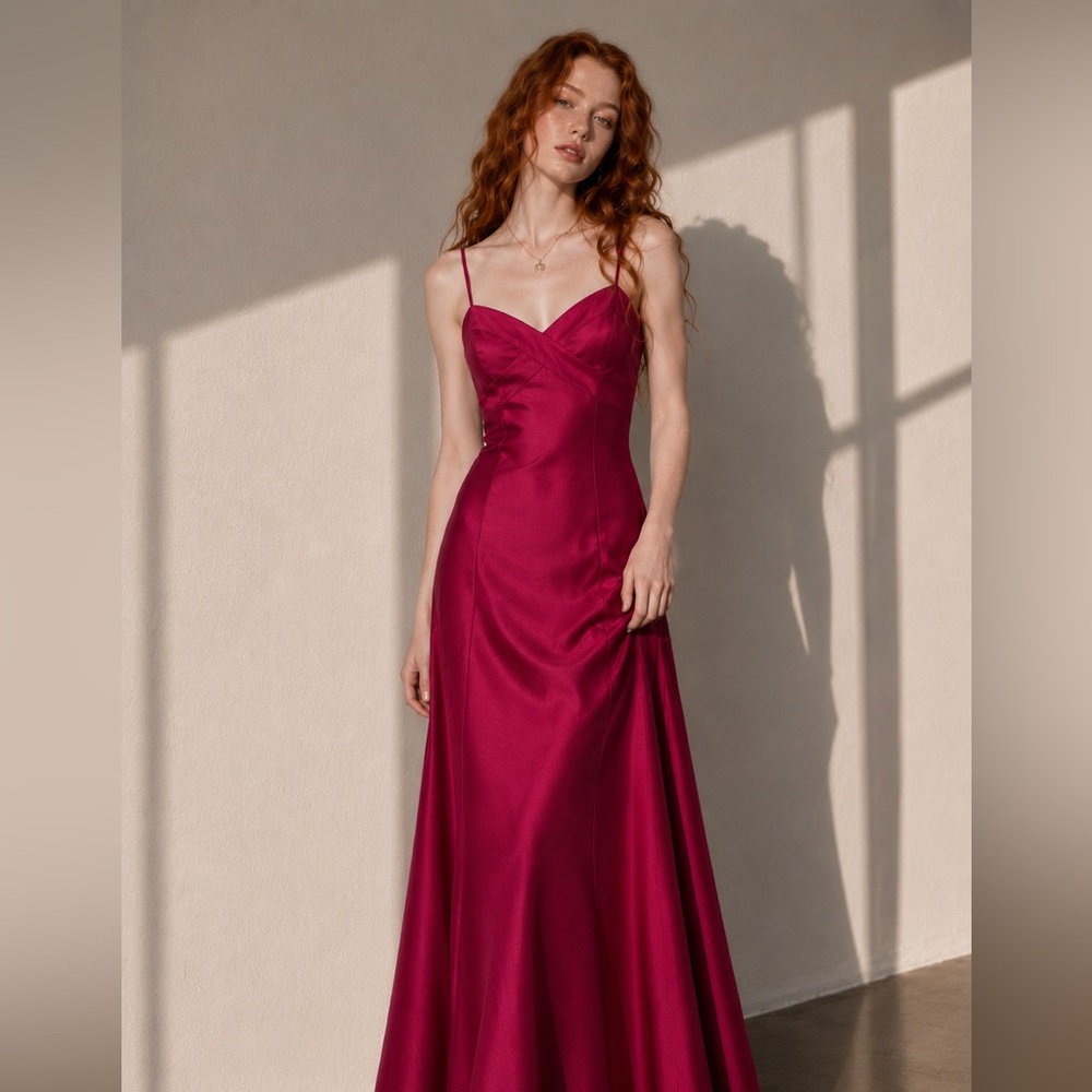 Vintage Ann Taylor 100% Silk Maxi Dress NWT 2 Raspberry Formal Gown deadstock